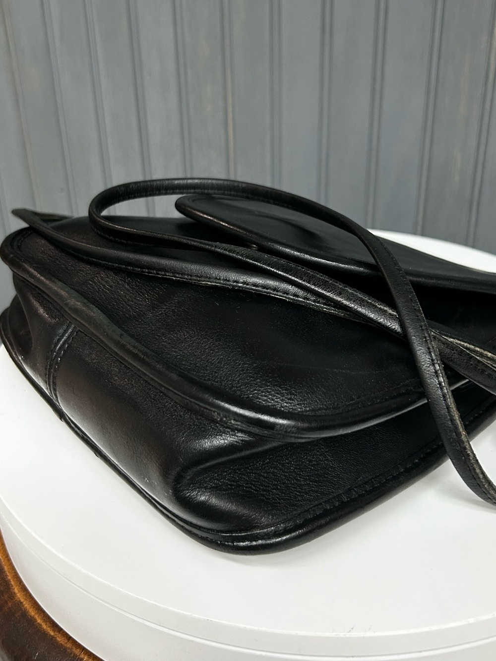 Vintage Coach Lindsay Bag 9888 Black Leather Crossbody Flap Bag - Picture 10 of 15